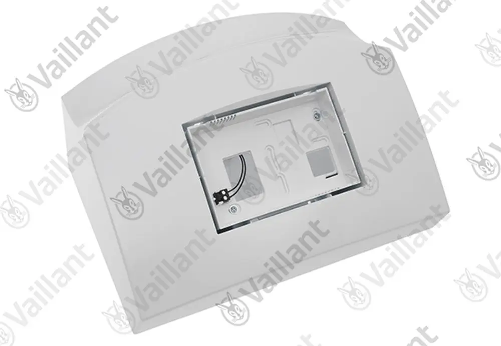 Vaillant Gehäuse mit transparentem Sichtfenster, geeignet für Regler, in neutraler Farbgestaltung.